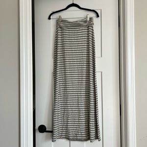 J. Crew Gray and Cream Striped Maxi Skirt